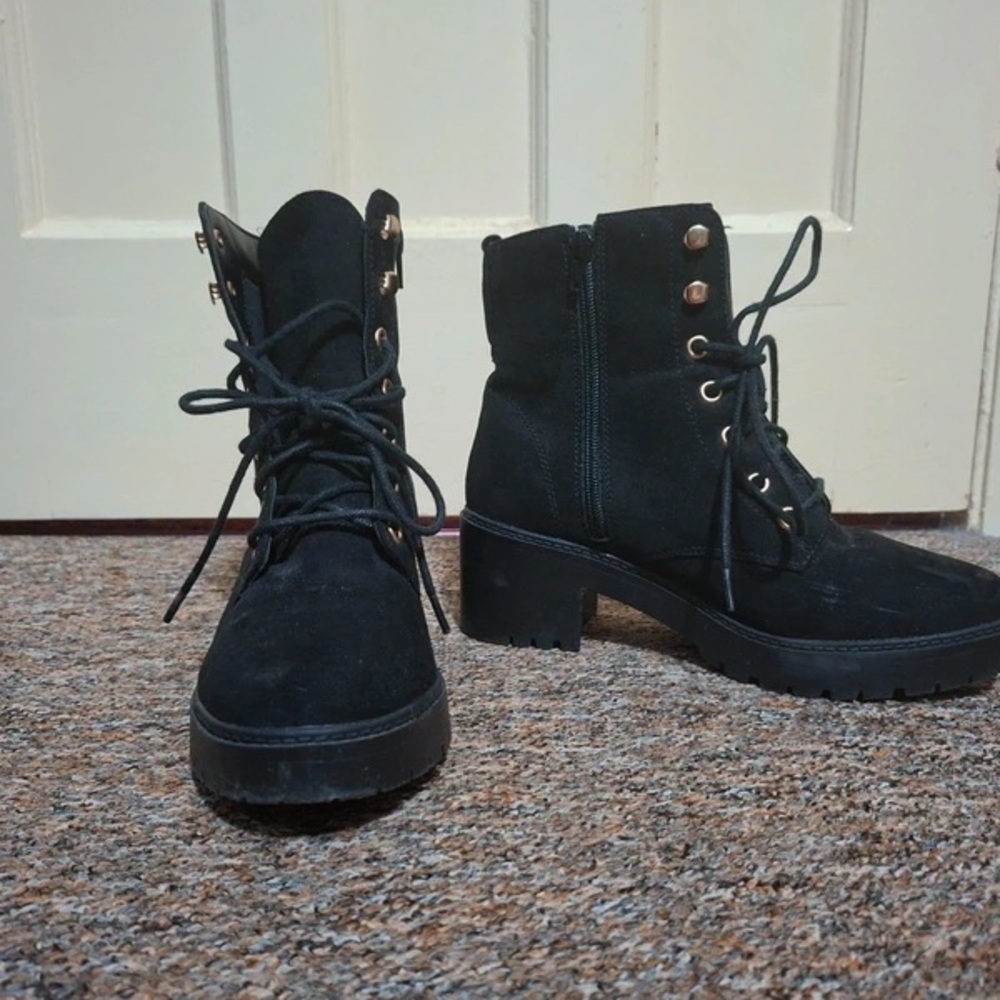 Dorothy Perkins Black Lace-Up Heeled Boots